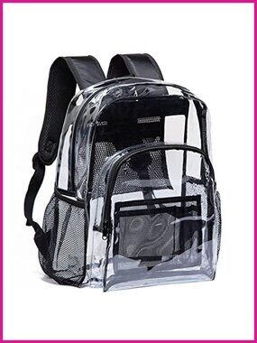 Clear Backpack Heavy Duty PVC 18.5in Large Bookbag School Work Travel
